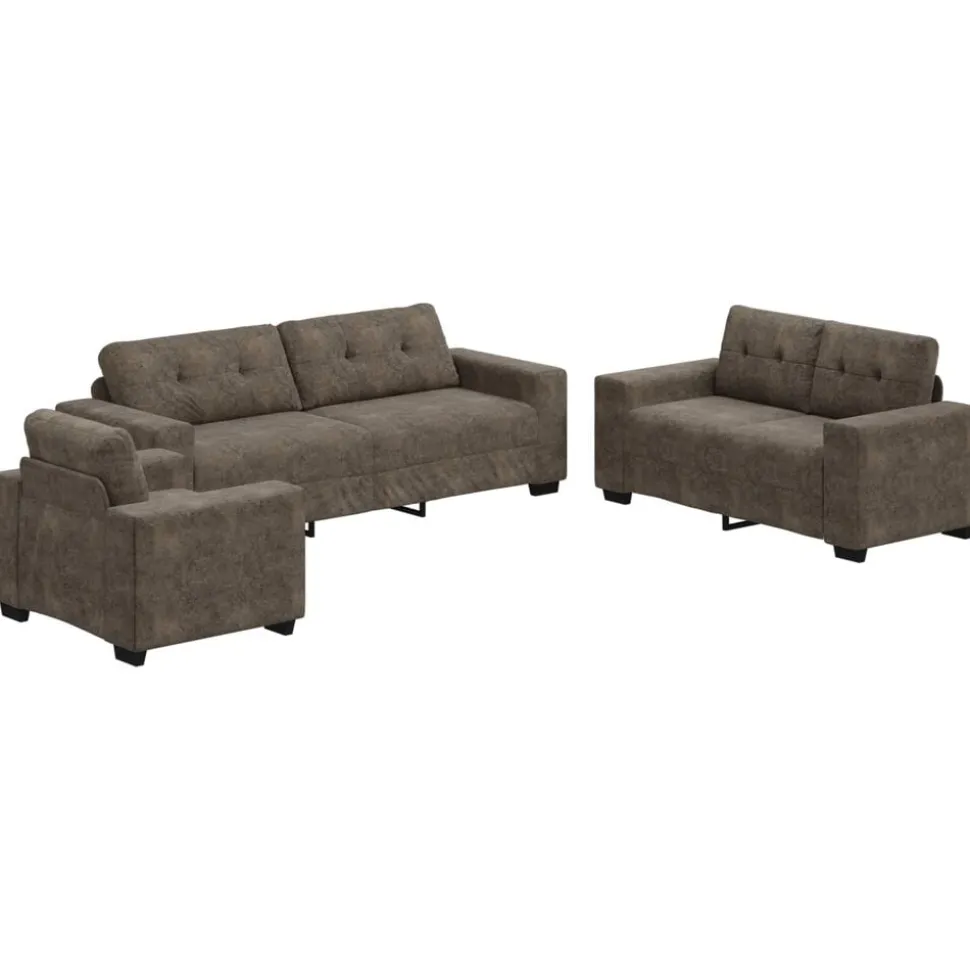 vidaXL Bank 3 pcs Donkergrijs 221 x 80 x 80 cm Linnen-mix stof