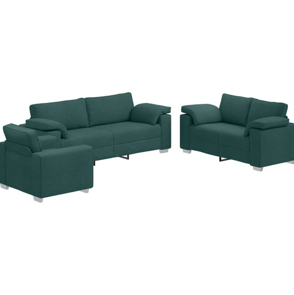 vidaXL Bank 3 pcs Donkergroen 219 x 80 x 82 cm Linnen-mix stof