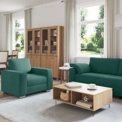 vidaXL Bank 3 pcs Donkergroen 219 x 80 x 82 cm Linnen-mix stof