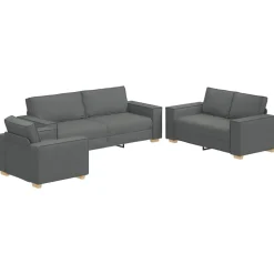vidaXL Bank 3 pcs Donkergrijs 220 x 80 x 84 cm Linnen-mix stof