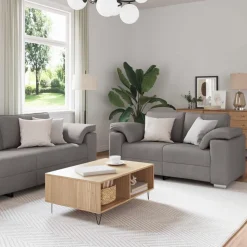 vidaXL Bank 3 pcs Taupe 219 x 80 x 82 cm Linnen-mix stof