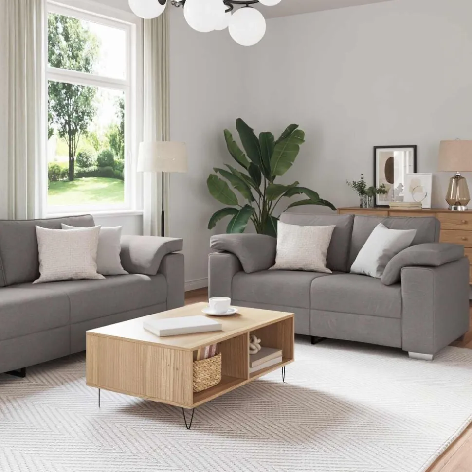 vidaXL Bank 3 pcs Taupe 219 x 80 x 82 cm Linnen-mix stof
