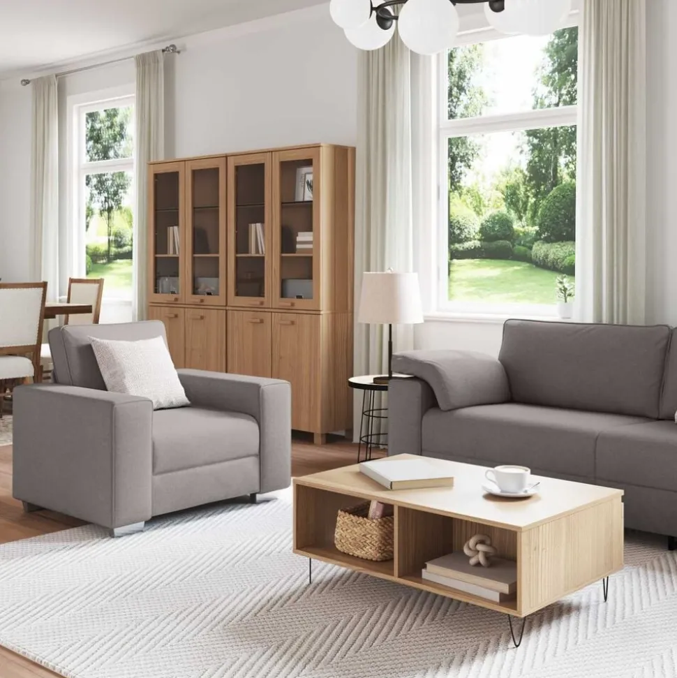 vidaXL Bank 3 pcs Taupe 219 x 80 x 82 cm Linnen-mix stof