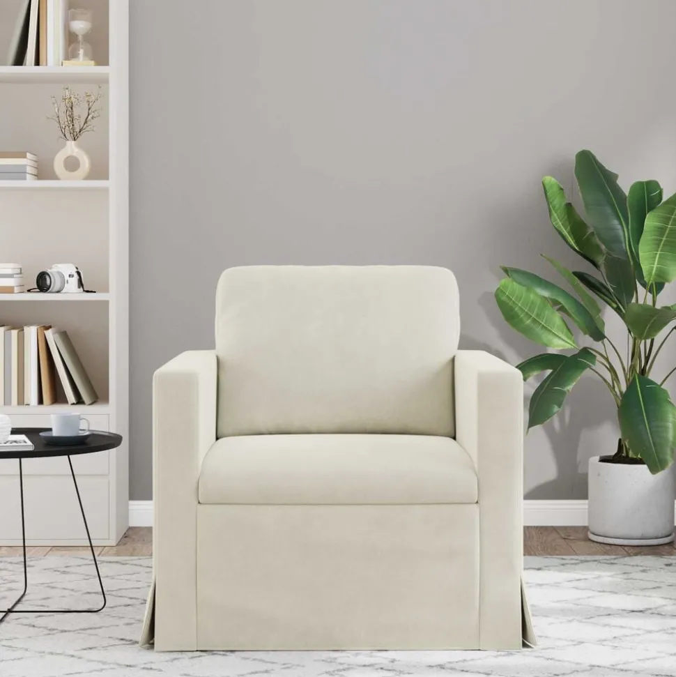 vidaXL Bank Crème 78 x 78 x 80 cm Fluweel