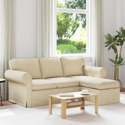 vidaXL Bank Crème 195 x 138 x 80 cm Stof
