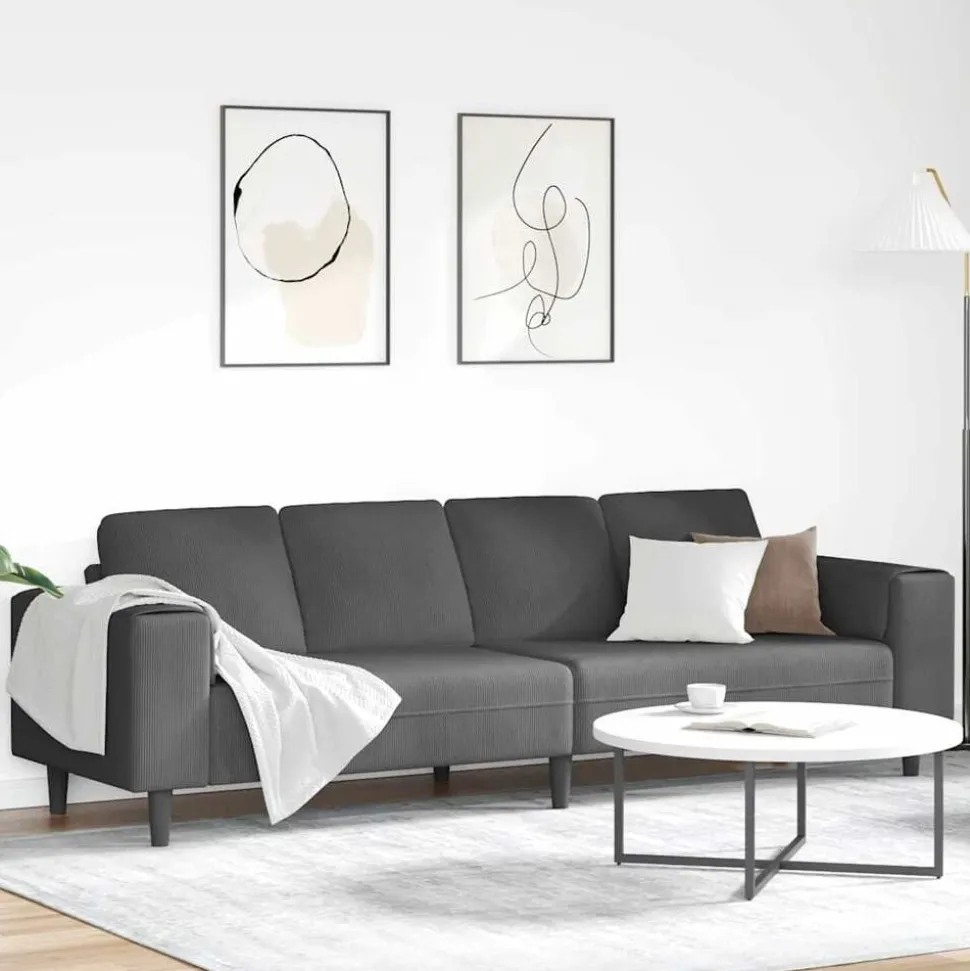 vidaXL Bank Donkergrijs 250 x 77 x 76 cm Katoen Stof