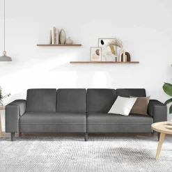 vidaXL Bank Donkergrijs 250 x 77 x 76 cm Katoen Stof