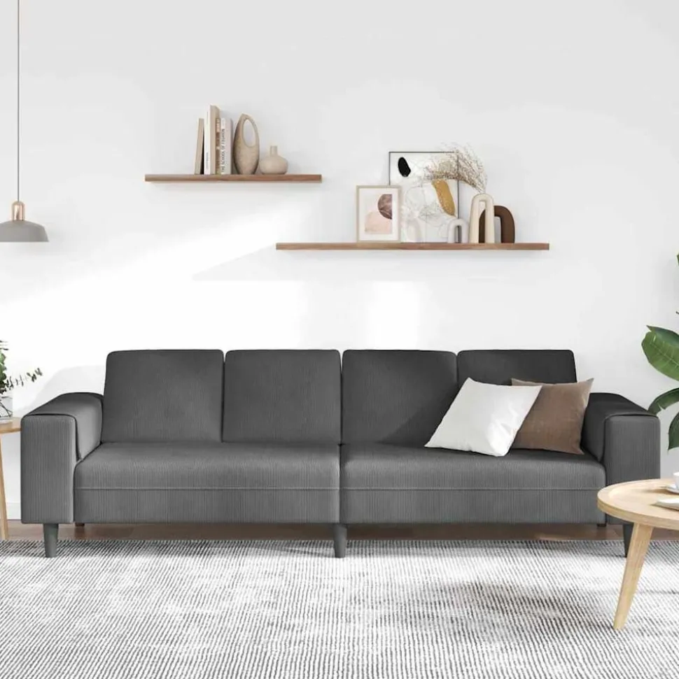 vidaXL Bank Donkergrijs 250 x 77 x 76 cm Katoen Stof