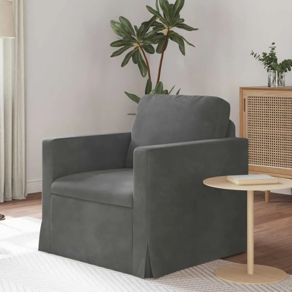 vidaXL Bank Donkergrijs 78 x 78 x 80 cm Fluweel