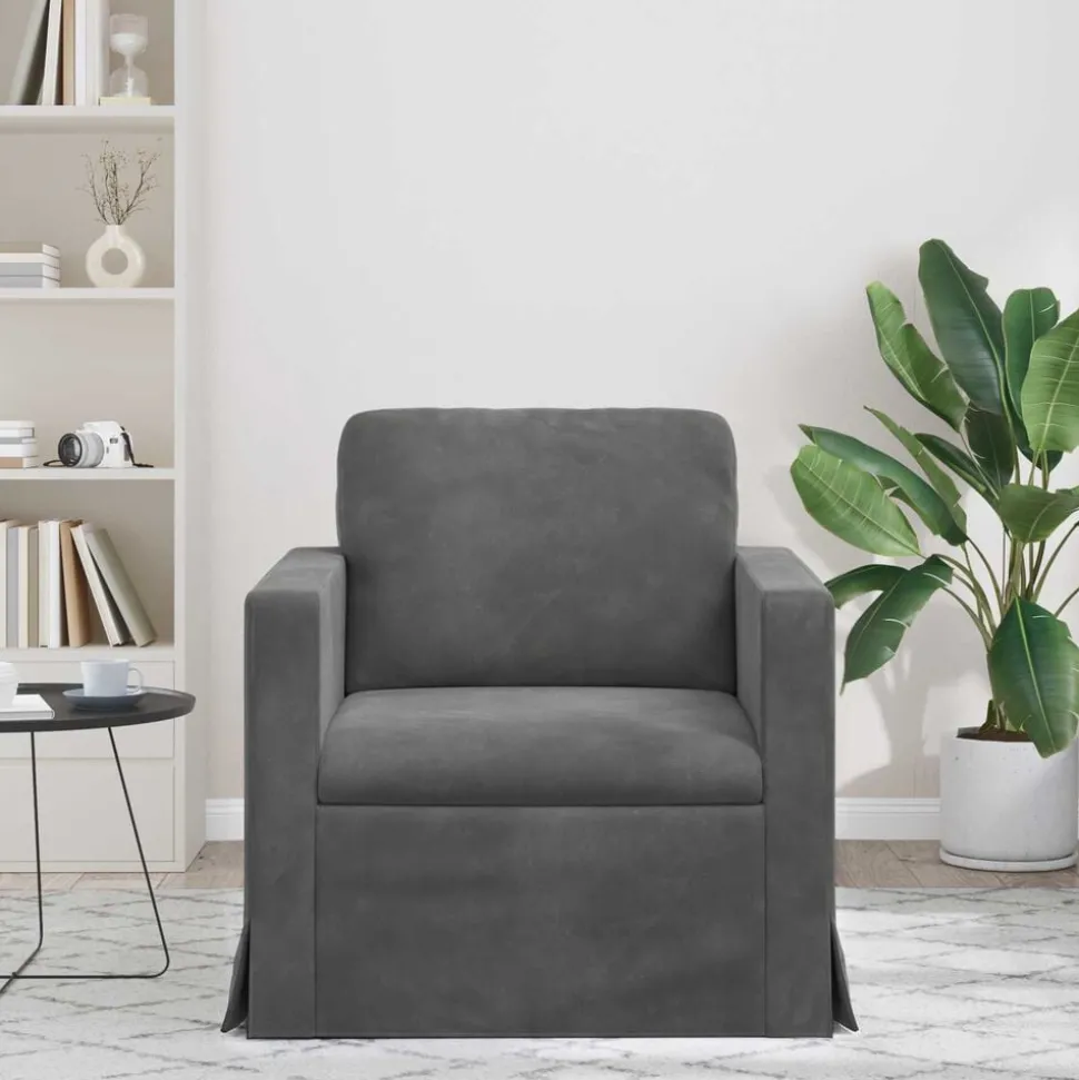 vidaXL Bank Donkergrijs 78 x 78 x 80 cm Fluweel