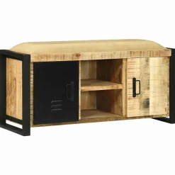 vidaXL Bank Kast Bruin 100 x 35 x 50 cm Massief mangohout