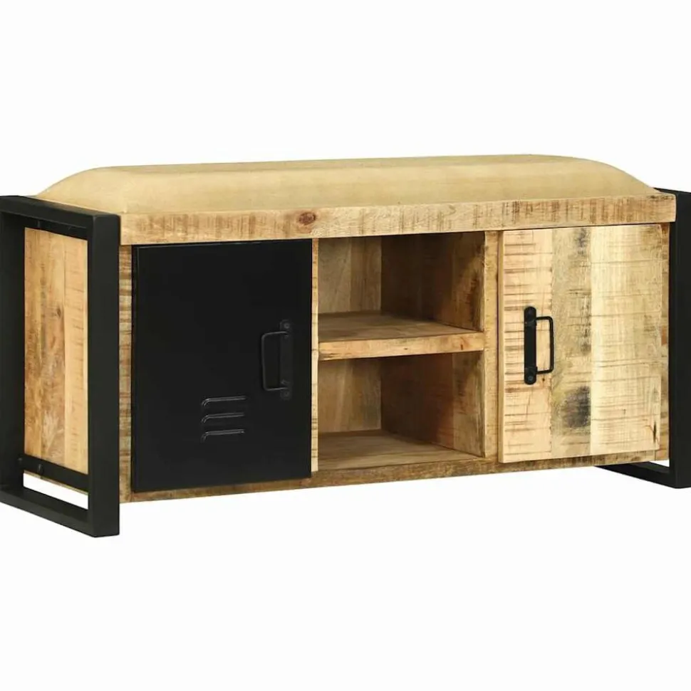 vidaXL Bank Kast Bruin 100 x 35 x 50 cm Massief mangohout