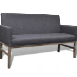 vidaXL Bank met gevoerde kussens stof rubberwood donkergrijs