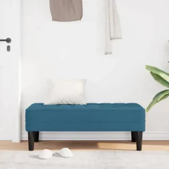 vidaXL Bank met kussen Blauw 113 x 57 x 39 cm Fluweel