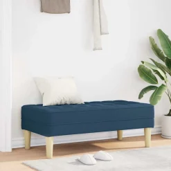 vidaXL Bank met kussen Blauw 113 x 57 x 39 cm Stof