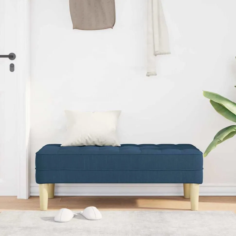 vidaXL Bank met kussen Blauw 113 x 57 x 39 cm Stof