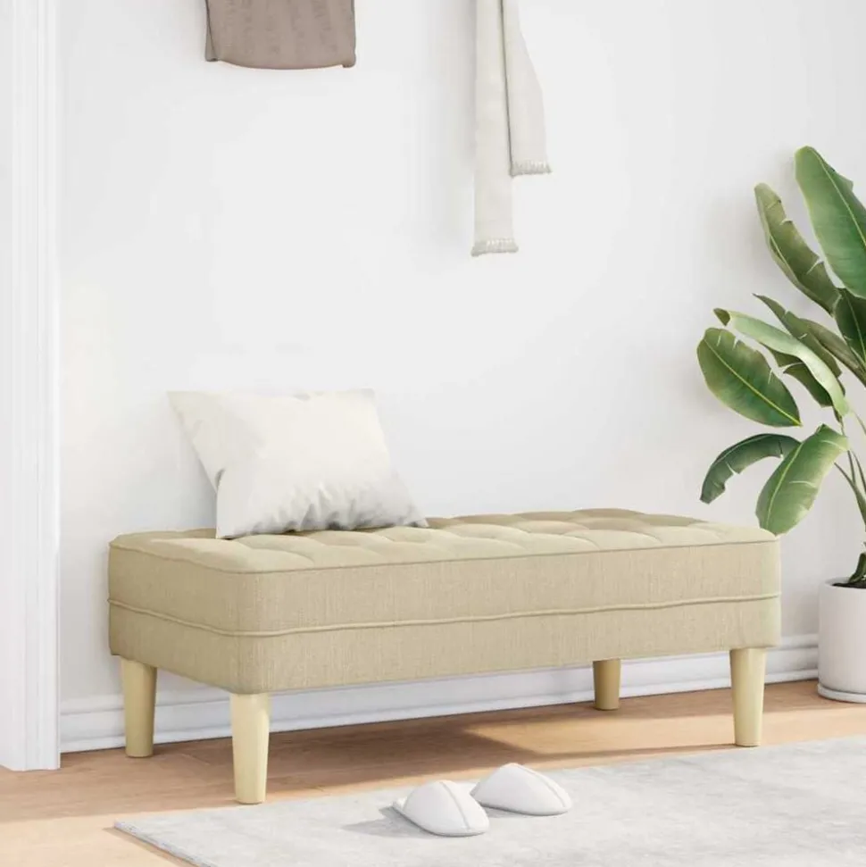 vidaXL Bank met kussen Crème 113 x 57 x 39 cm Stof