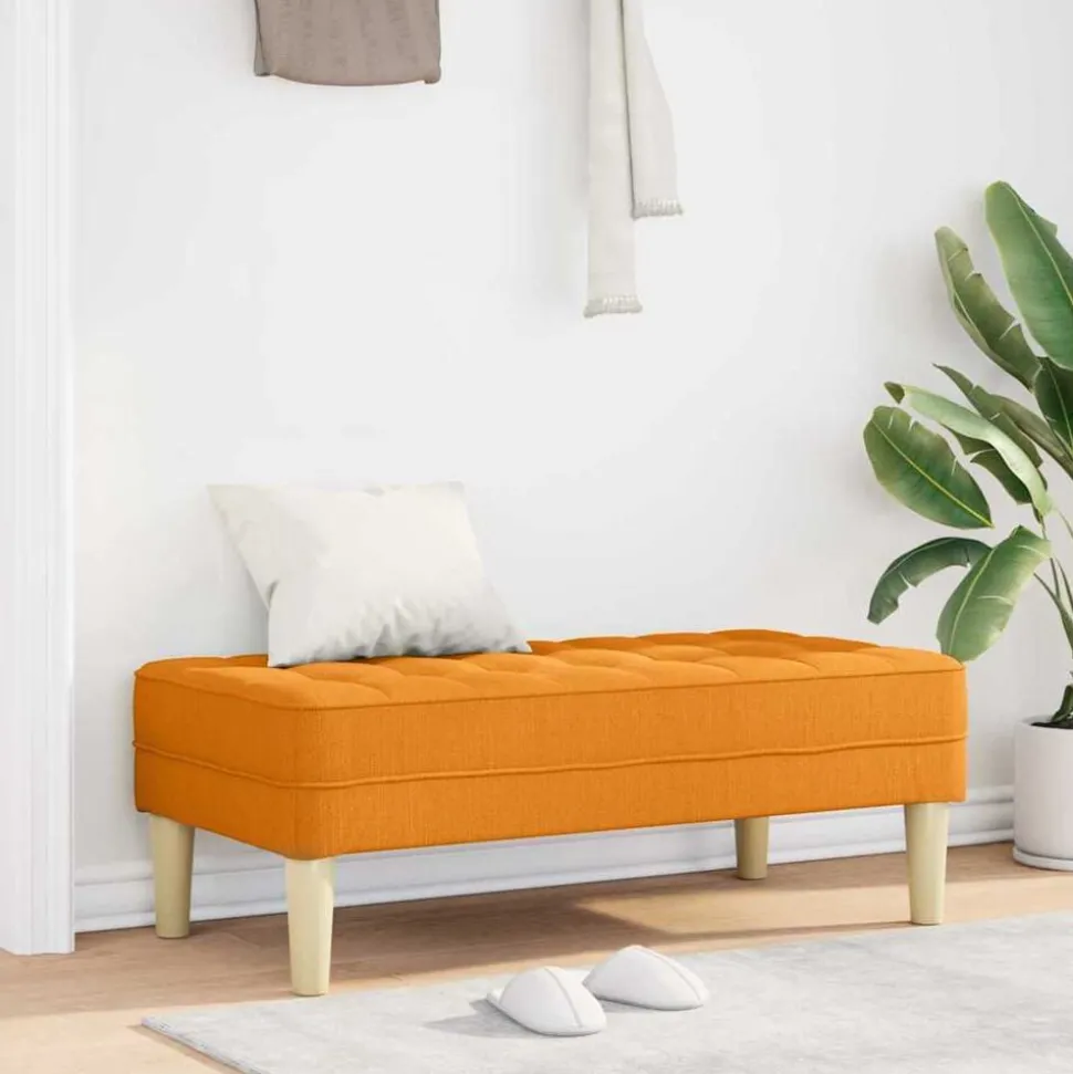 vidaXL Bank met kussen Donkergeel 113 x 57 x 39 cm Stof