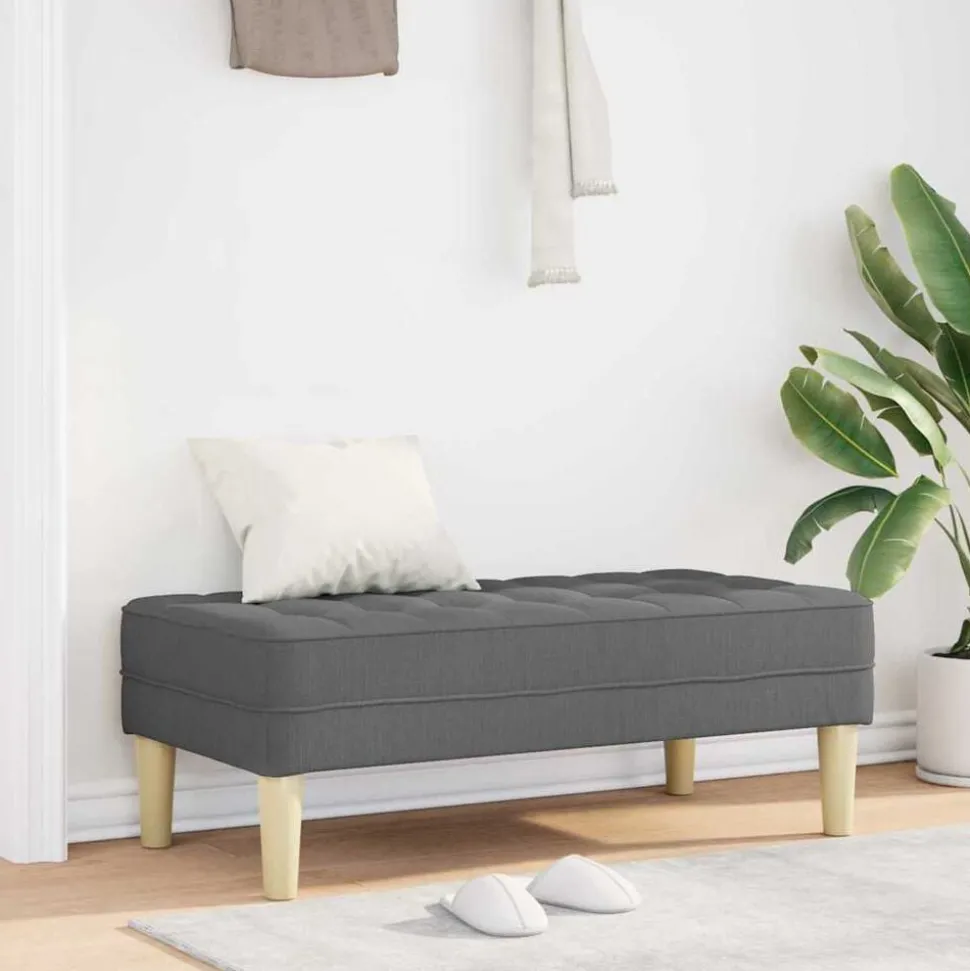 vidaXL Bank met kussen Donkergrijs 113 x 57 x 39 cm Stof