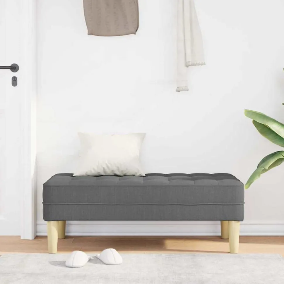 vidaXL Bank met kussen Donkergrijs 113 x 57 x 39 cm Stof