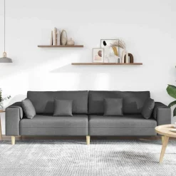 vidaXL Bank met kussen Donkergrijs 250 x 77 x 76 cm Stof