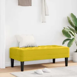 vidaXL Bank met kussen Geel 113 x 57 x 39 cm Fluweel