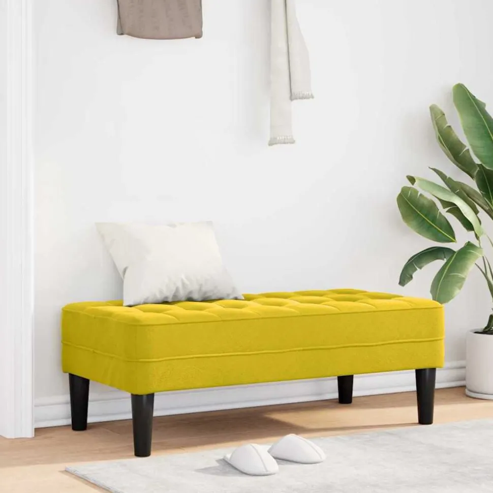 vidaXL Bank met kussen Geel 113 x 57 x 39 cm Fluweel