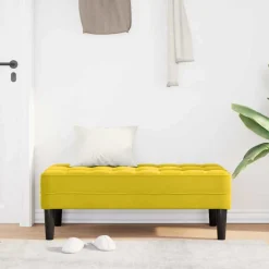 vidaXL Bank met kussen Geel 113 x 57 x 39 cm Fluweel