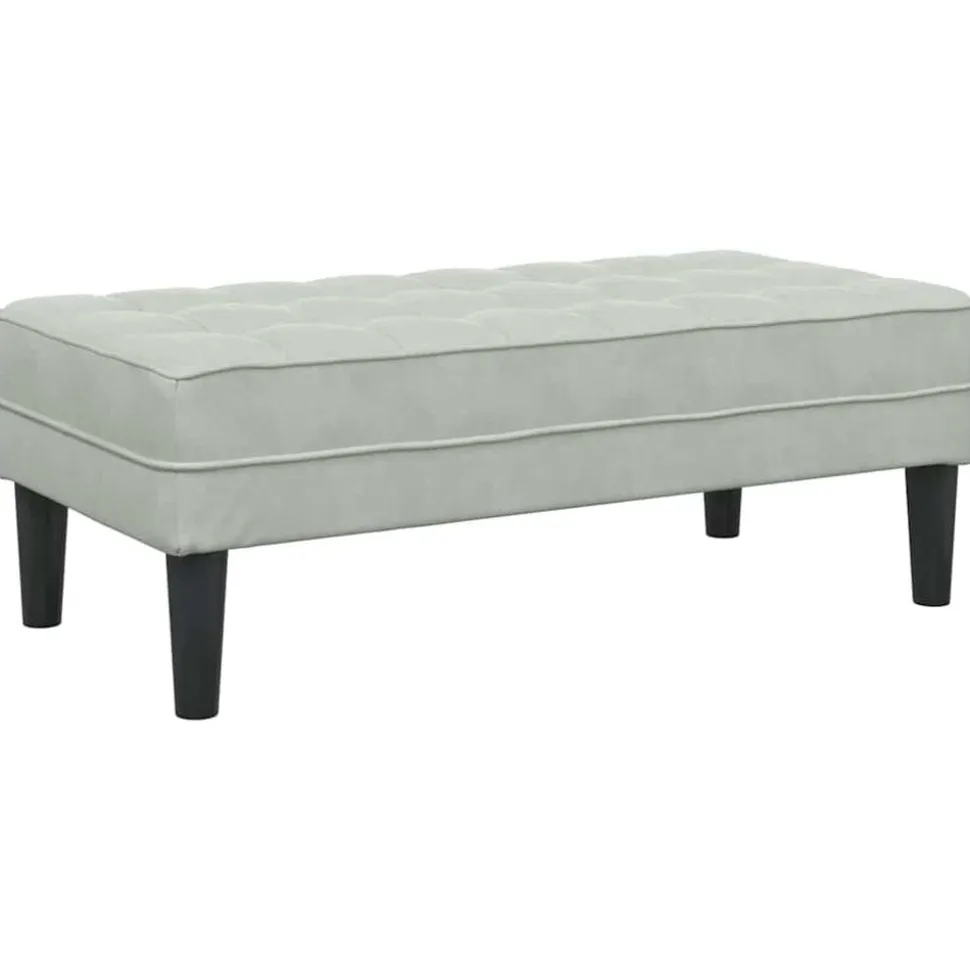 vidaXL Bank met kussen Lichtgrijs 113 x 57 x 39 cm Fluweel