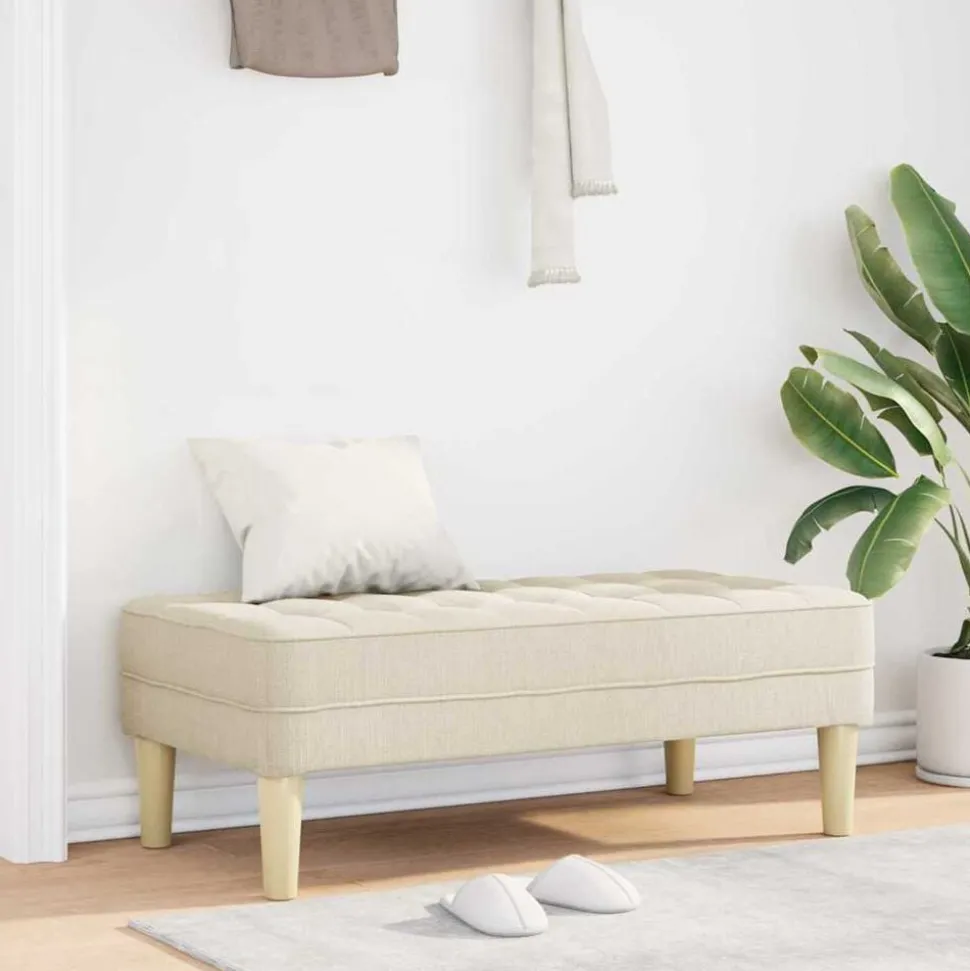 vidaXL Bank met kussen Linnen 113 x 57 x 39 cm Stof