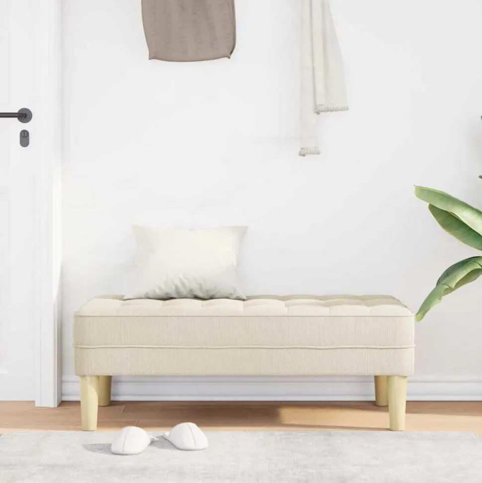 vidaXL Bank met kussen Linnen 113 x 57 x 39 cm Stof