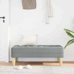 vidaXL Bank met kussen Lichtgrijs 113 x 57 x 39 cm Stof