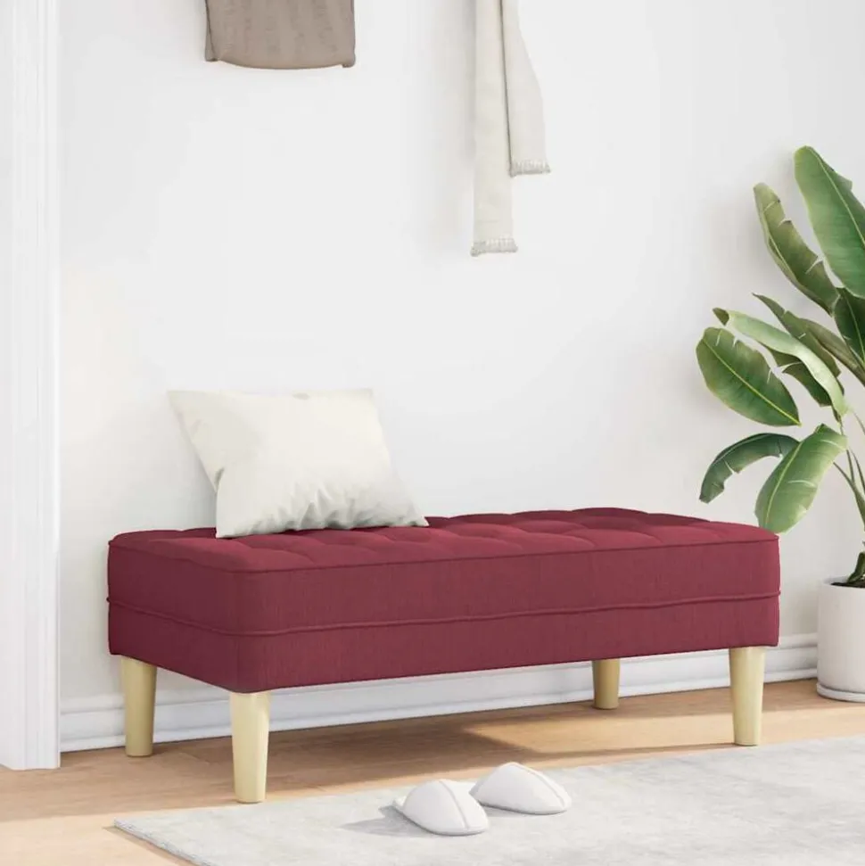 vidaXL Bank met kussen Wijnrood 113 x 57 x 39 cm Stof