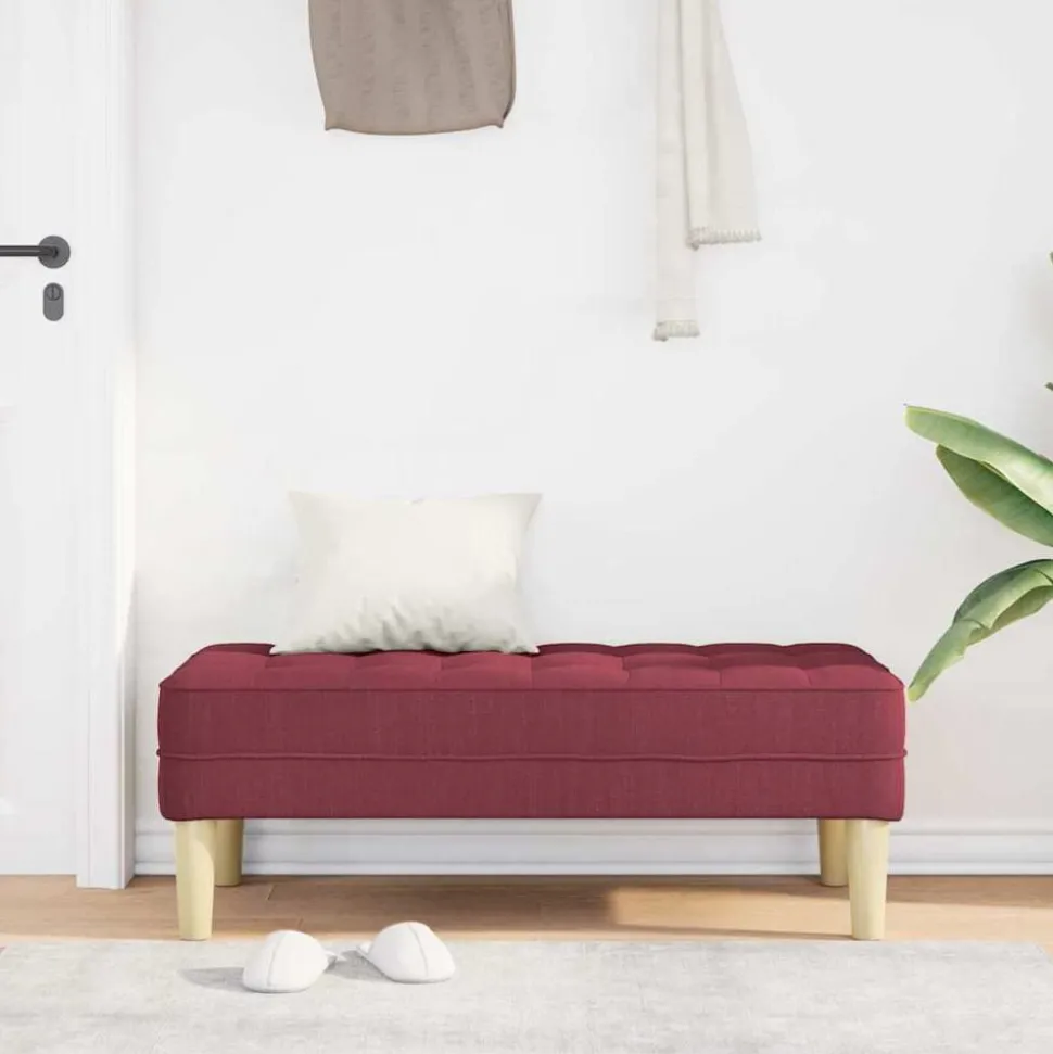 vidaXL Bank met kussen Wijnrood 113 x 57 x 39 cm Stof