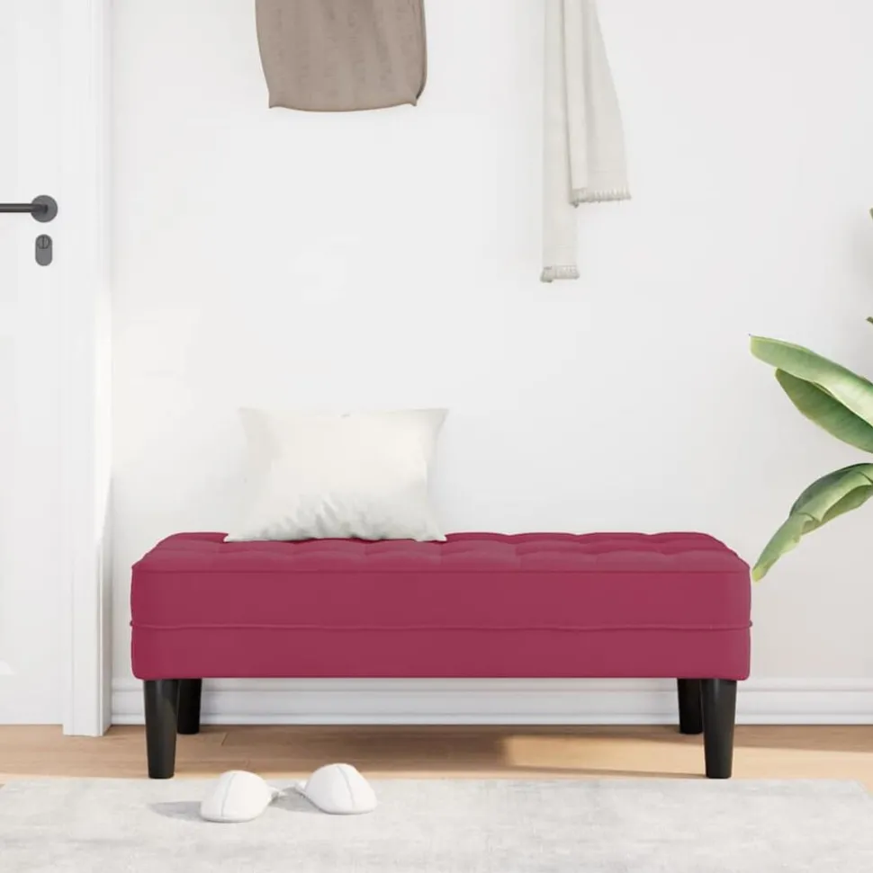 vidaXL Bank met kussen Wijnrood 113 x 57 x 39 cm Fluweel
