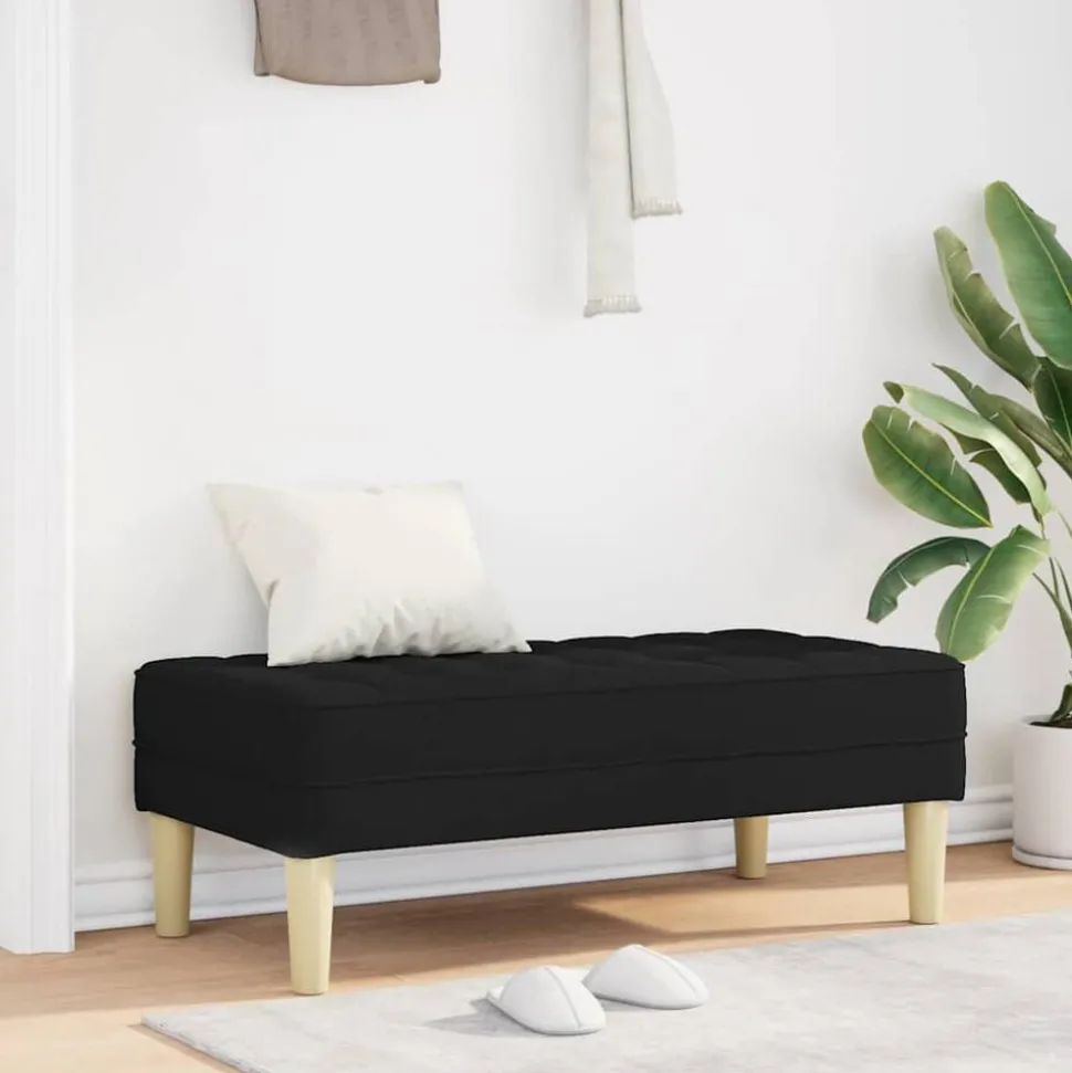 vidaXL Bank met kussen Zwart 113 x 57 x 39 cm Stof