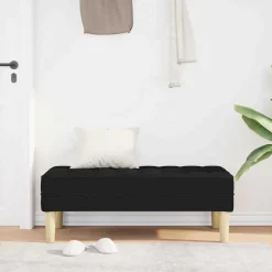 vidaXL Bank met kussen Zwart 113 x 57 x 39 cm Stof