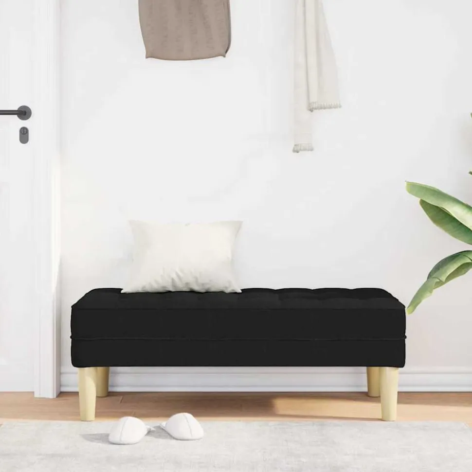 vidaXL Bank met kussen Zwart 113 x 57 x 39 cm Stof
