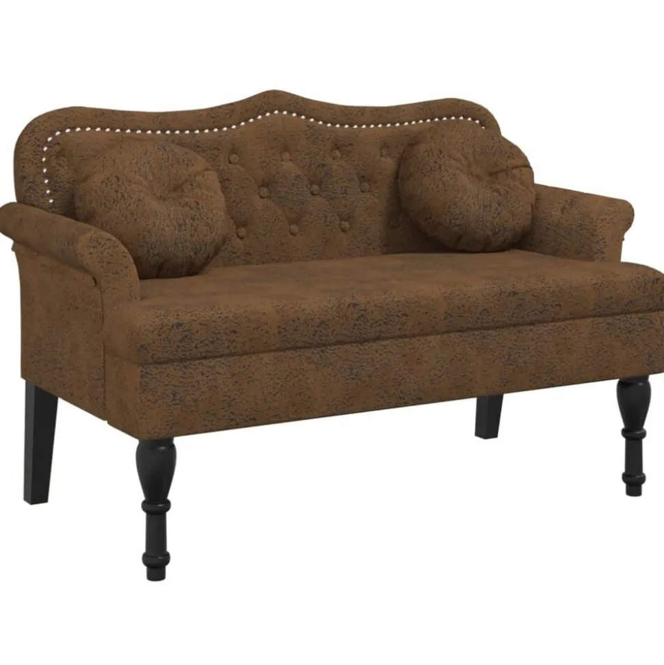 vidaXL Bank met kussens bruin 120,5x65x75 cm kunstsuède