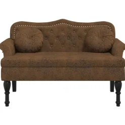 vidaXL Bank met kussens bruin 120,5x65x75 cm kunstsuède