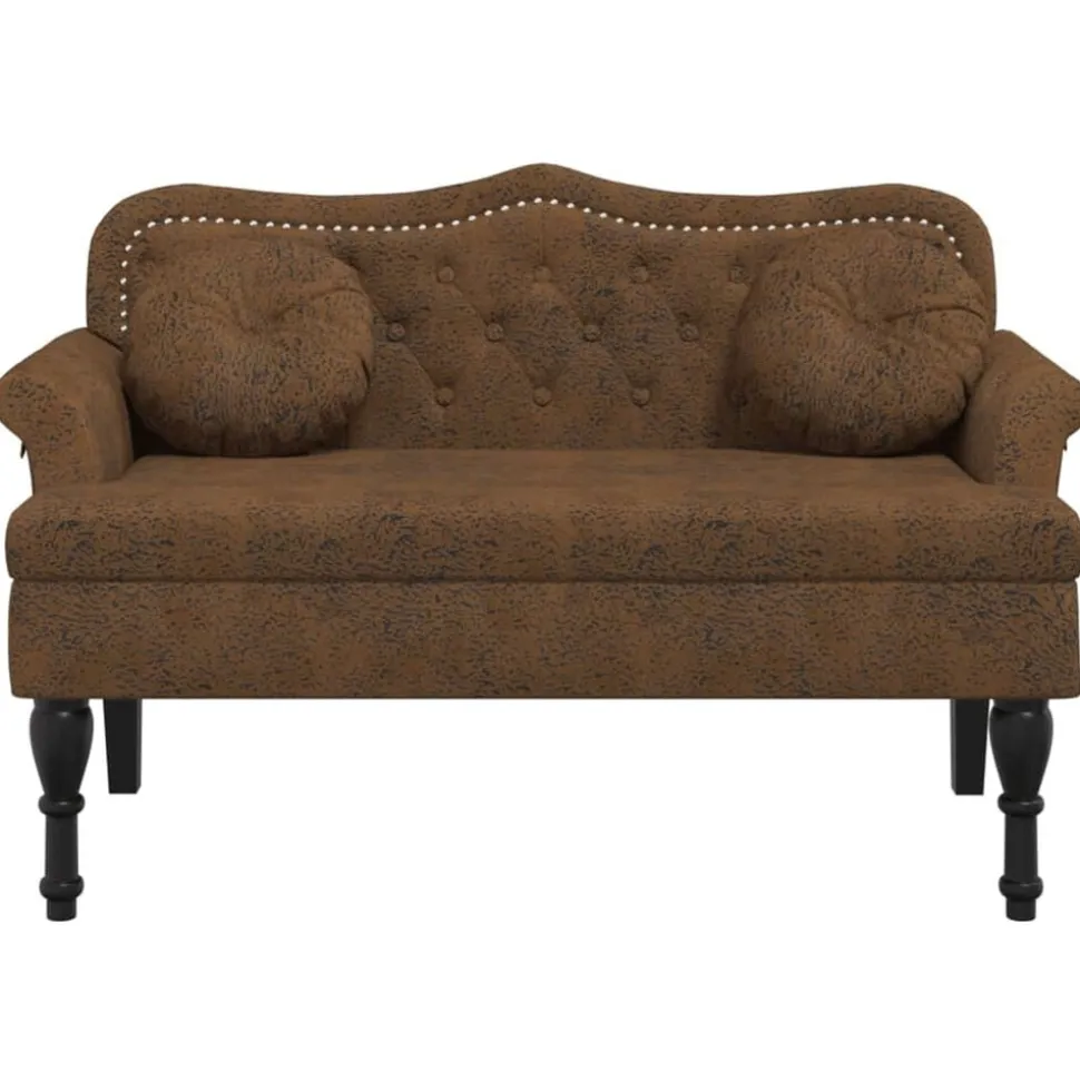 vidaXL Bank met kussens bruin 120,5x65x75 cm kunstsuède
