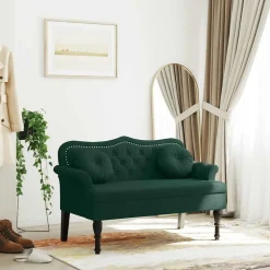 vidaXL Bank met kussens donkergroen 120,5x65x75 cm fluweel