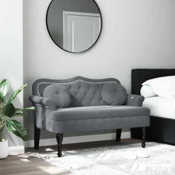vidaXL Bank met kussens donkergrijs 120,5x65x75 cm fluweel