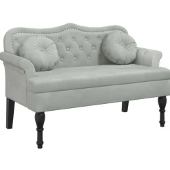 vidaXL Bank met kussens lichtgrijs 120,5x65x75 cm fluweel