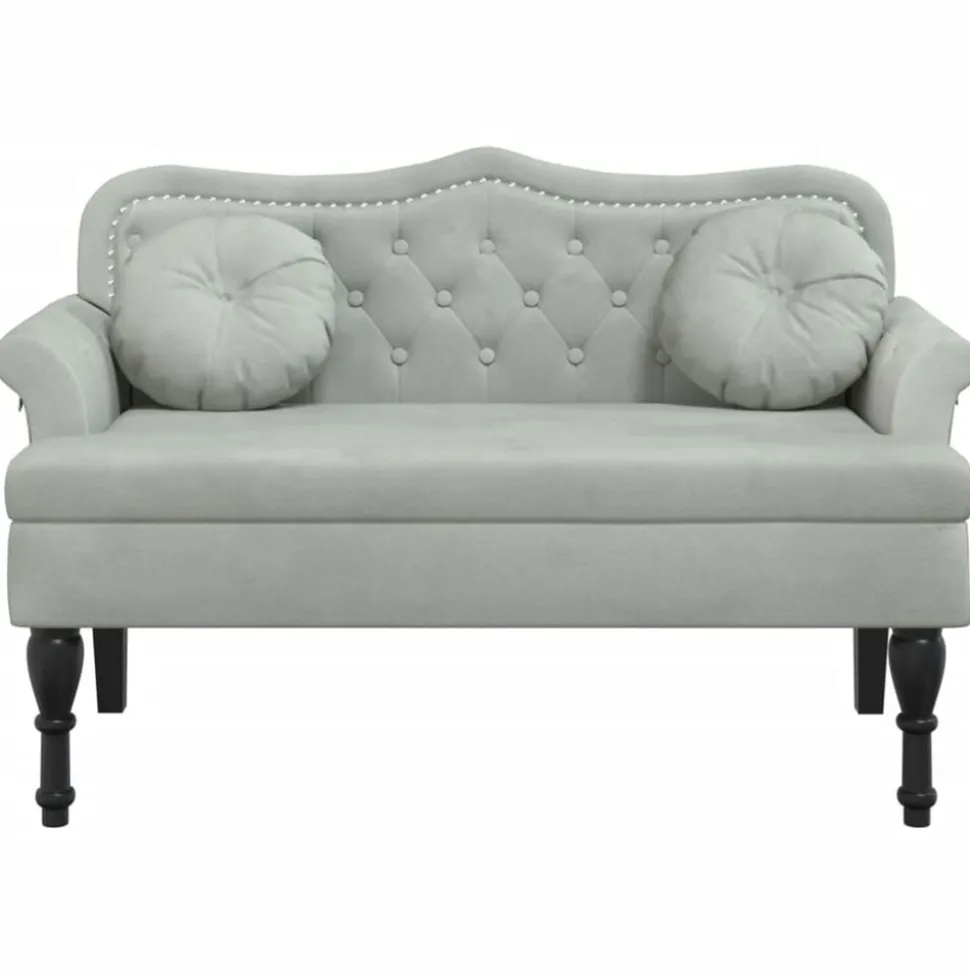 vidaXL Bank met kussens lichtgrijs 120,5x65x75 cm fluweel
