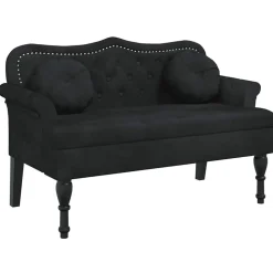 vidaXL Bank met kussens zwart 120,5x65x75 cm fluweel