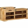 vidaXL Bank met lade met opslag Bruin 110 x 35 x 50 cm Ruw Mango