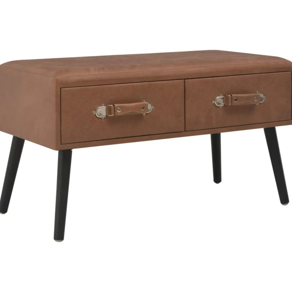 vidaXL Bank met lades 80 cm kunstleer donkerbruin