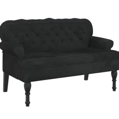 vidaXL Bank met rugleuning zwart 119,5x64,5x75 cm fluweel