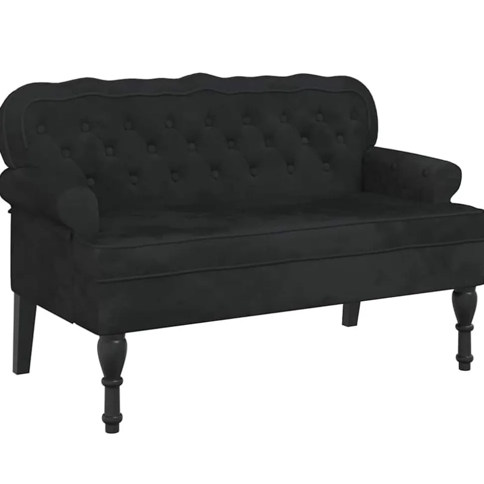vidaXL Bank met rugleuning zwart 119,5x64,5x75 cm fluweel